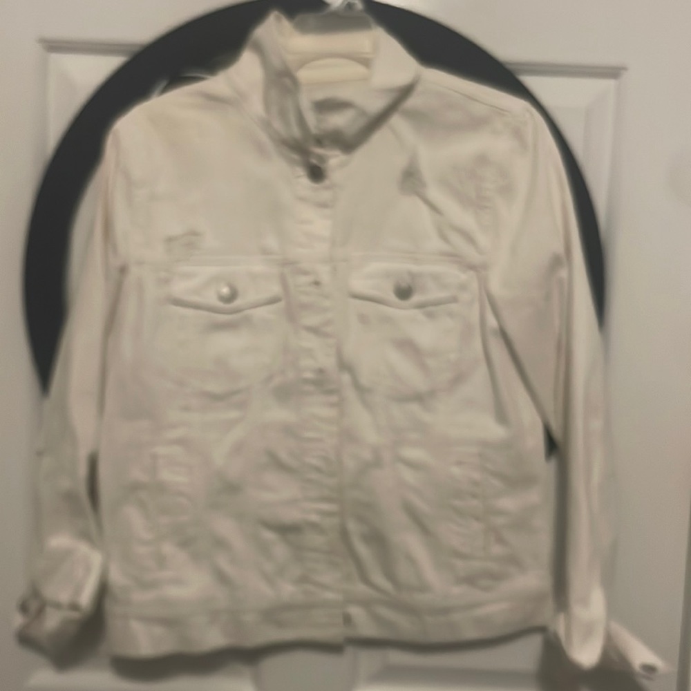 White denim jacket from Old Navy